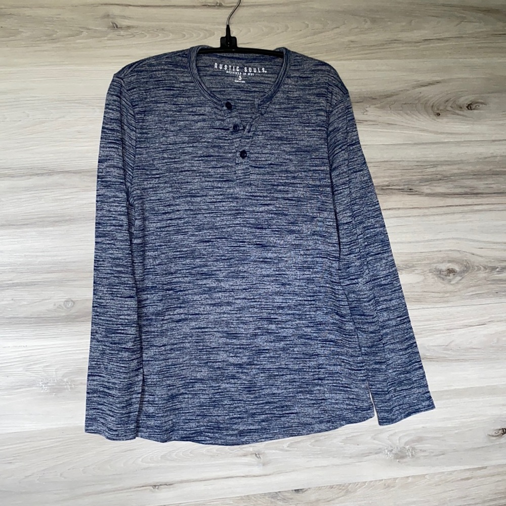 EUC- Women’s LS Marled Navy Henley, S